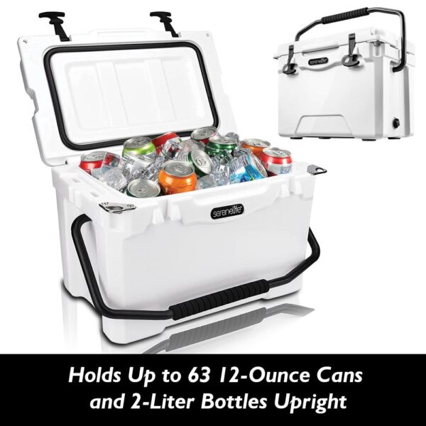 Portable Cooler Box - Holds Up To 63 Cans, Keeps Ice Up To 5 Days, Heavy-Duty 25-Quart (White) - Image 3