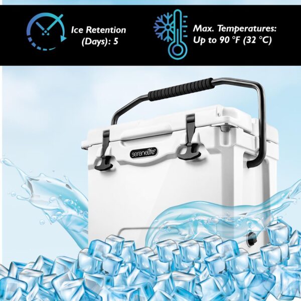Portable Cooler Box - Holds Up To 63 Cans, Keeps Ice Up To 5 Days, Heavy-Duty 25-Quart (White) - Image 4