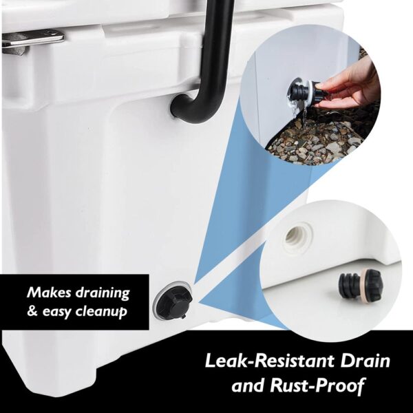 Portable Cooler Box - Holds Up To 63 Cans, Keeps Ice Up To 5 Days, Heavy-Duty 25-Quart (White) - Image 5