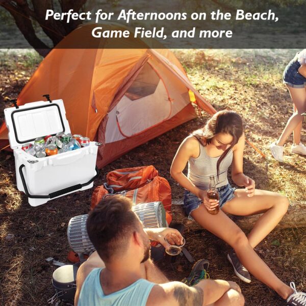 Portable Cooler Box - Holds Up To 63 Cans, Keeps Ice Up To 5 Days, Heavy-Duty 25-Quart (White) - Image 6