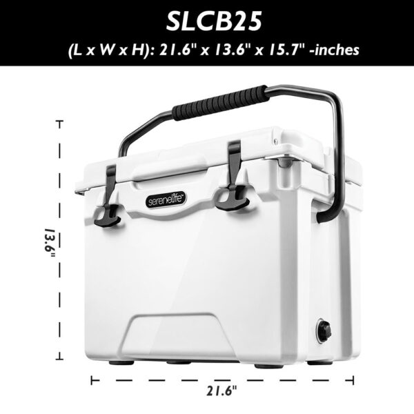 Portable Cooler Box - Holds Up To 63 Cans, Keeps Ice Up To 5 Days, Heavy-Duty 25-Quart (White) - Image 7