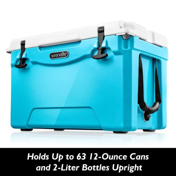 Portable Cooler Box - Holds Up To 63 Cans, Keeps Ice Up To 5 Days, Heavy-Duty 35-Quart (Blue) - Image 3
