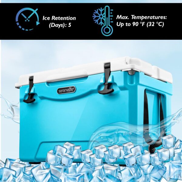 Portable Cooler Box - Holds Up To 63 Cans, Keeps Ice Up To 5 Days, Heavy-Duty 35-Quart (Blue) - Image 4