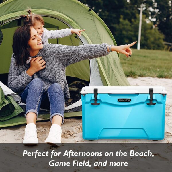 Portable Cooler Box - Holds Up To 63 Cans, Keeps Ice Up To 5 Days, Heavy-Duty 35-Quart (Blue) - Image 6
