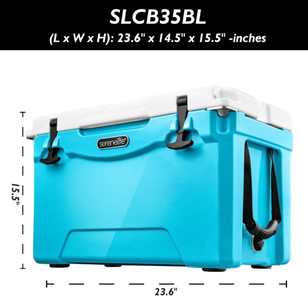 Portable Cooler Box - Holds Up To 63 Cans, Keeps Ice Up To 5 Days, Heavy-Duty 35-Quart (Blue) - Image 7