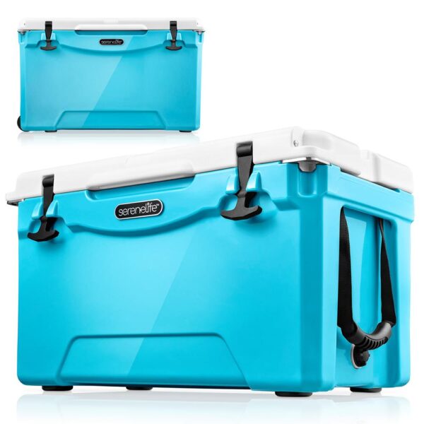 Portable Cooler Box - Holds Up To 63 Cans, Keeps Ice Up To 5 Days, Heavy-Duty 75-Quart (Blue)