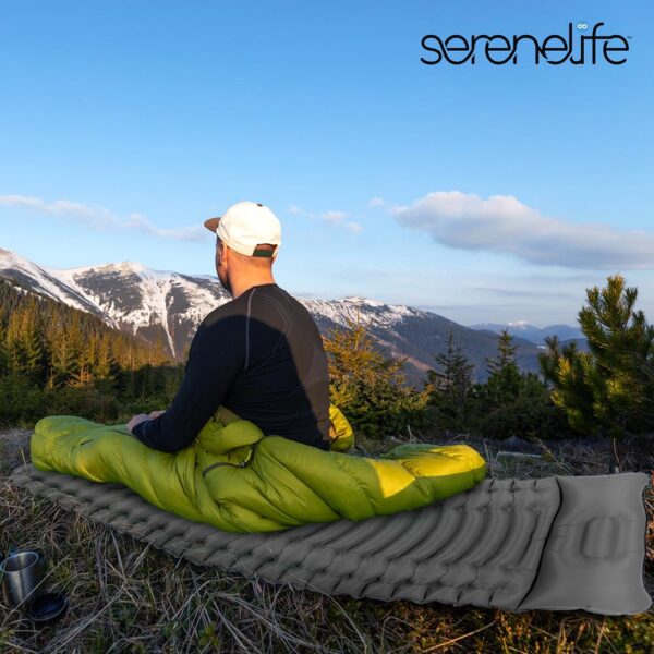 Ultralight Sleeping Pad + Carrying Bag - Lightweight, Self Inflating & Compact Sleeping Mat For Backpacking, Hiking Air Mattress (Gray) - Image 4