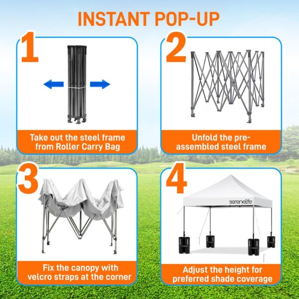 Pop Up Tent Commercial Instant Shelter - Waterproof Polyester Tent With Portable Wheeled Carry Bag And Sand Bag, 10 X 10 Ft. (White) - Image 2