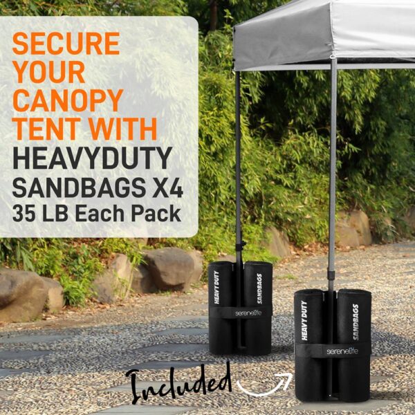 Pop Up Tent Commercial Instant Shelter - Waterproof Polyester Tent With Portable Wheeled Carry Bag And Sand Bag, 10 X 10 Ft. (White) - Image 4