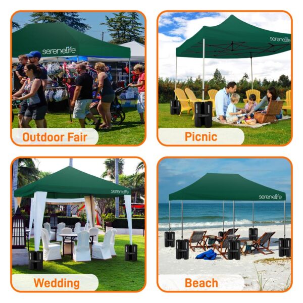 Pop Up Tent Commercial Instant Shelter - Waterproof Polyester Tent With Portable Wheeled Carry Bag And Sand Bag, 10 X 15 Ft. (Forest Green) - Image 5