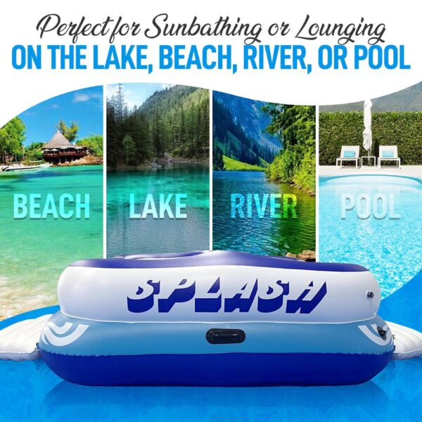 Inflatable Floating Island Lounge Raft With Cup Holders, 4-Seater - Image 6