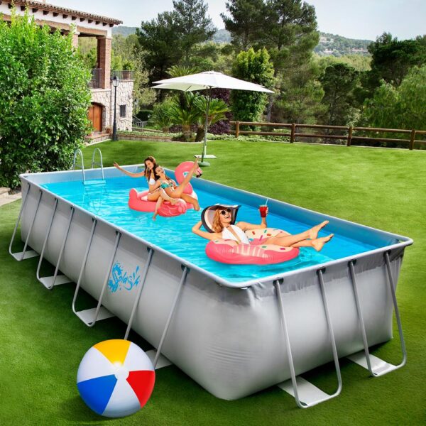 Rectangular Metal Frame Pool Set - Above Ground Swimming Pool, Fast Setup And Durable, Garden Backyard Lawn And Courtyard - Image 7