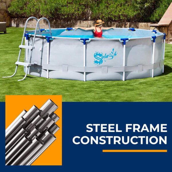 Round Metal Frame Pool Set - Above Ground Swimming Pool, Fast Setup And Durable, Garden Backyard Lawn And Courtyard - Image 4
