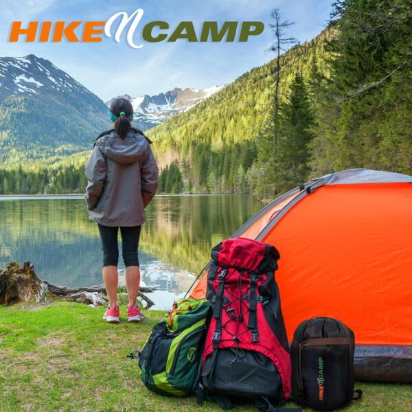Double Sleeping Bag With Two Pillows- Lightweight & Waterproof Sleeping Bag For Adults Or Teens, For Camping, Backpacking Or Hiking, Includes Carrying Bag (Real Trees) - Image 4