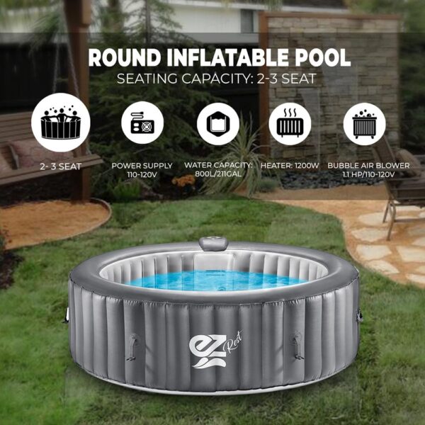 4-Seat Round Inflatable Pool Spa - Portable Hot Tub Spa With Light And  Remote Control - Image 2
