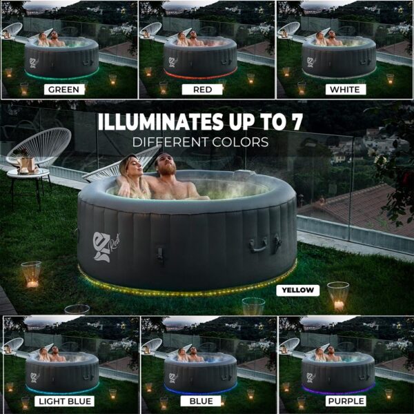 4-Seat Round Inflatable Pool Spa - Portable Hot Tub Spa With Light And  Remote Control - Image 5