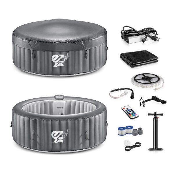 4-Seat Round Inflatable Pool Spa - Portable Hot Tub Spa With Light And  Remote Control - Image 8