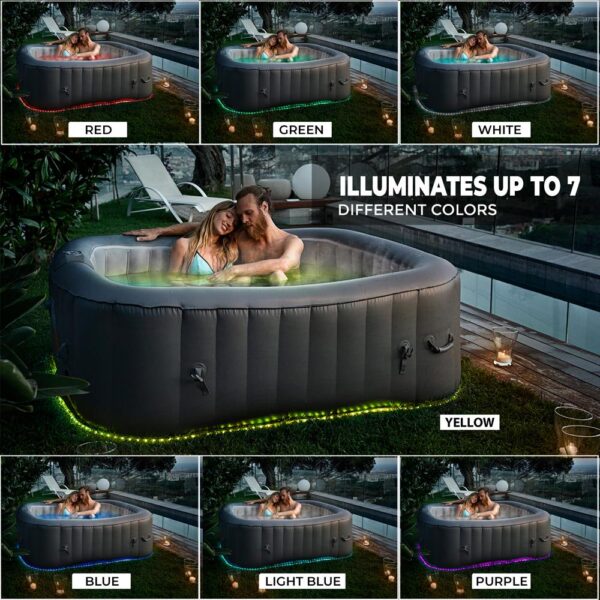 4-Seat Square Inflatable Pool Spa - Portable Hot Tub Spa With Light And  Remote Control - Image 5