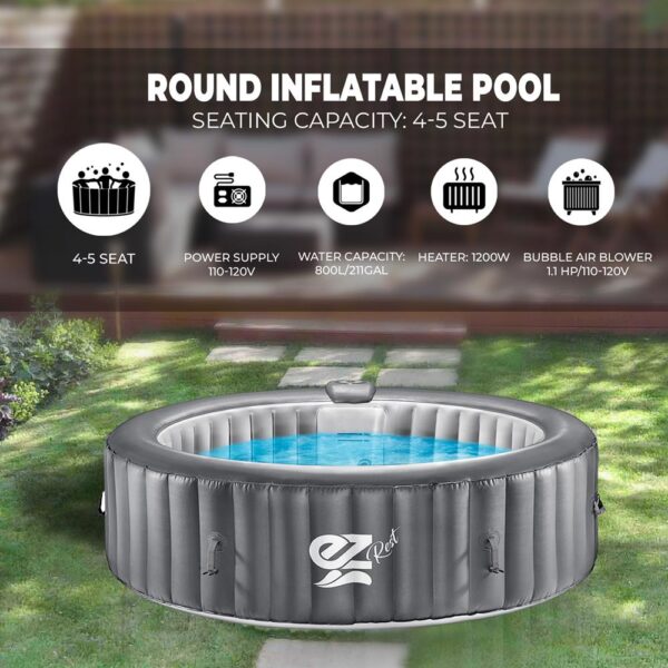6-Seat Round Inflatable Pool Spa - Portable Hot Tub Spa With Light And  Remote Control - Image 2
