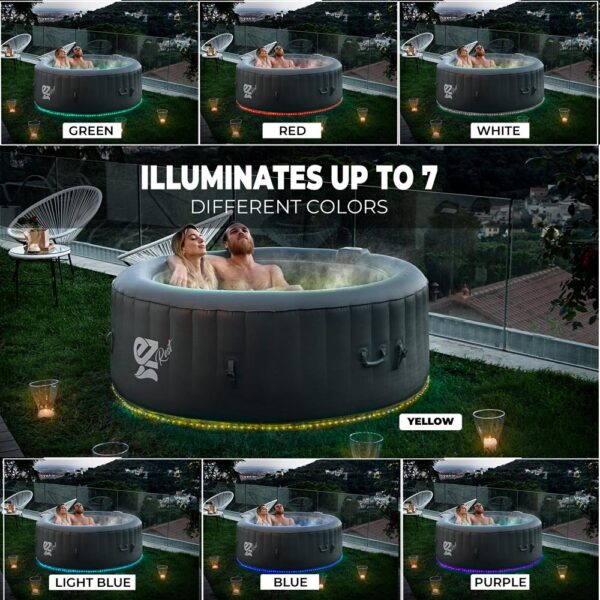 6-Seat Round Inflatable Pool Spa - Portable Hot Tub Spa With Light And  Remote Control - Image 5