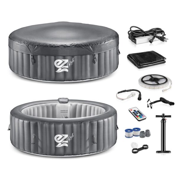 6-Seat Round Inflatable Pool Spa - Portable Hot Tub Spa With Light And  Remote Control - Image 8