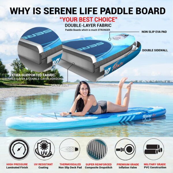 Rising Flow Paddleboard Sup - Stand Up Water Paddle-Board W/ Waterproof Mobile Phone Case (10?? 6??) - Image 5
