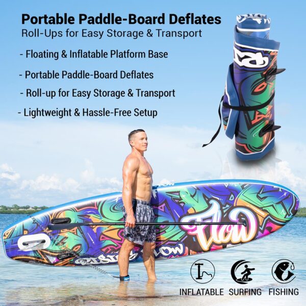 Rising Flow Paddleboard Sup - Stand Up Water Paddle-Board W/ Waterproof Mobile Phone Case (10??6??) - Image 4
