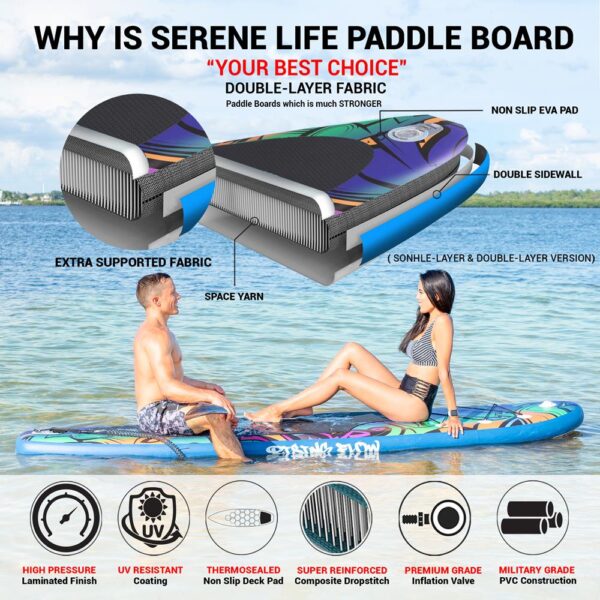 Rising Flow Paddleboard Sup - Stand Up Water Paddle-Board W/ Waterproof Mobile Phone Case (10??6??) - Image 5