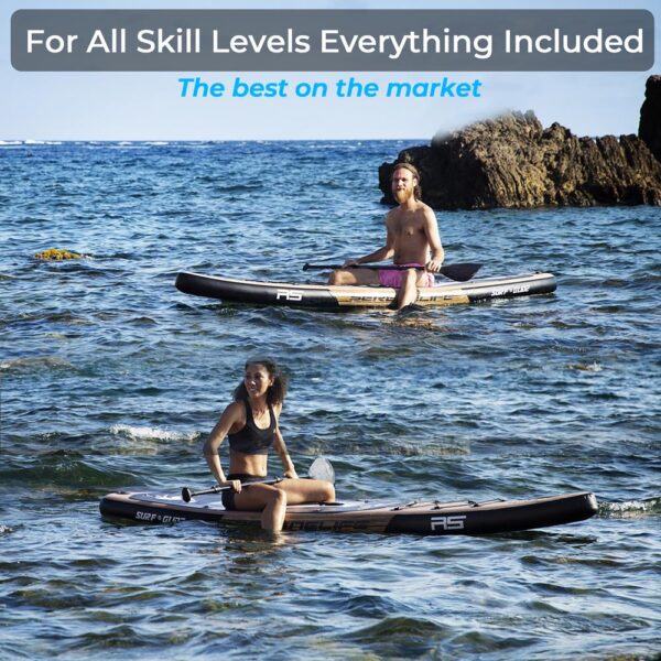 Rising Flow Inflatable Paddleboard Isup - Stand Up Water Paddle-Board W/ Accessories (Wood) - Image 8