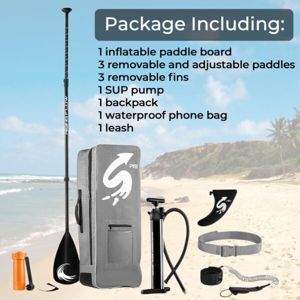Rising Flow Inflatable Paddleboard Isup - Stand Up Water Paddle-Board W/ Accessories (Wood) - Image 9