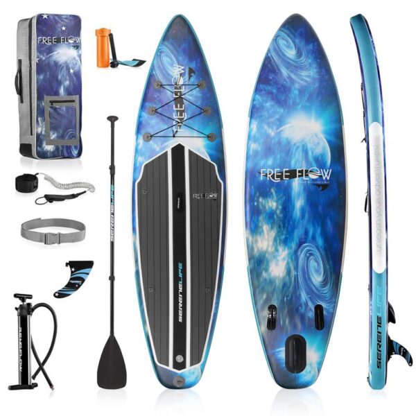 Rising Flow Inflatable Paddleboard Isup - Stand Up Water Paddle-Board W/ Accessories (Space Blue)