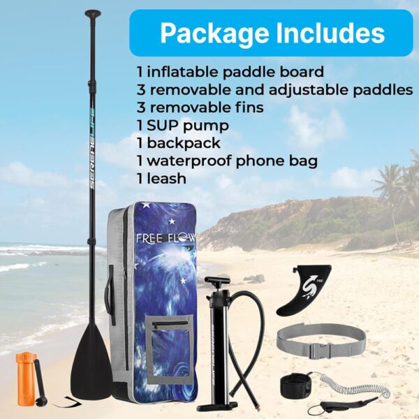 Rising Flow Inflatable Paddleboard Isup - Stand Up Water Paddle-Board W/ Accessories (Space Blue) - Image 2