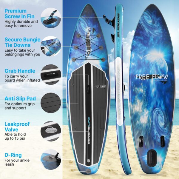 Rising Flow Inflatable Paddleboard Isup - Stand Up Water Paddle-Board W/ Accessories (Space Blue) - Image 3