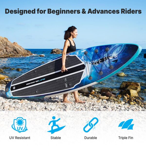 Rising Flow Inflatable Paddleboard Isup - Stand Up Water Paddle-Board W/ Accessories (Space Blue) - Image 4