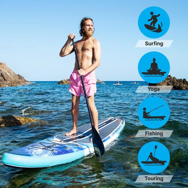 Rising Flow Inflatable Paddleboard Isup - Stand Up Water Paddle-Board W/ Accessories (Space Blue) - Image 6