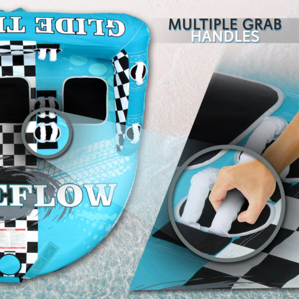 High-Quality Watersports Towable Tube - Front & Back Tow Points With Wide Wingspans, Secure Deck Seating, Eva Foam Seating/Kneeling Pads With Multiple Double-Webbing Foam Handles - Image 4