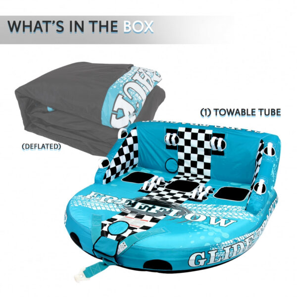 High-Quality Watersports Towable Tube - Front & Back Tow Points With Wide Wingspans, Secure Deck Seating, Eva Foam Seating/Kneeling Pads With Multiple Double-Webbing Foam Handles - Image 7